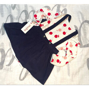 Baby Cat & Jack Matching Set 18 Months Navy White Apple Print